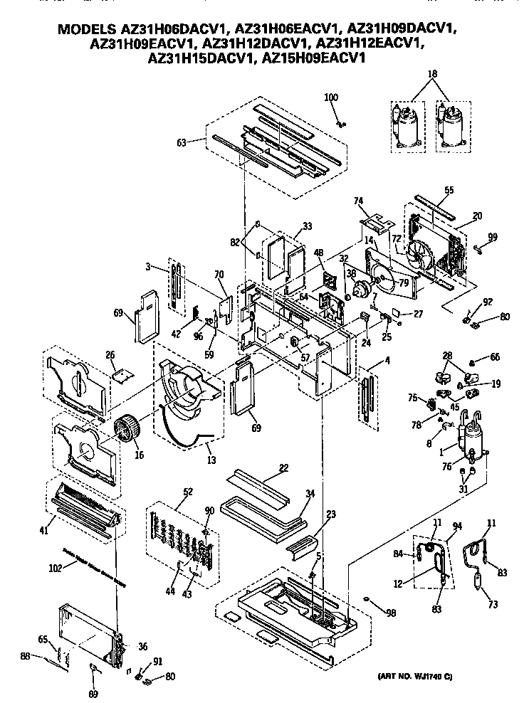 GE AZ31H09EACV1 replacement parts diagram