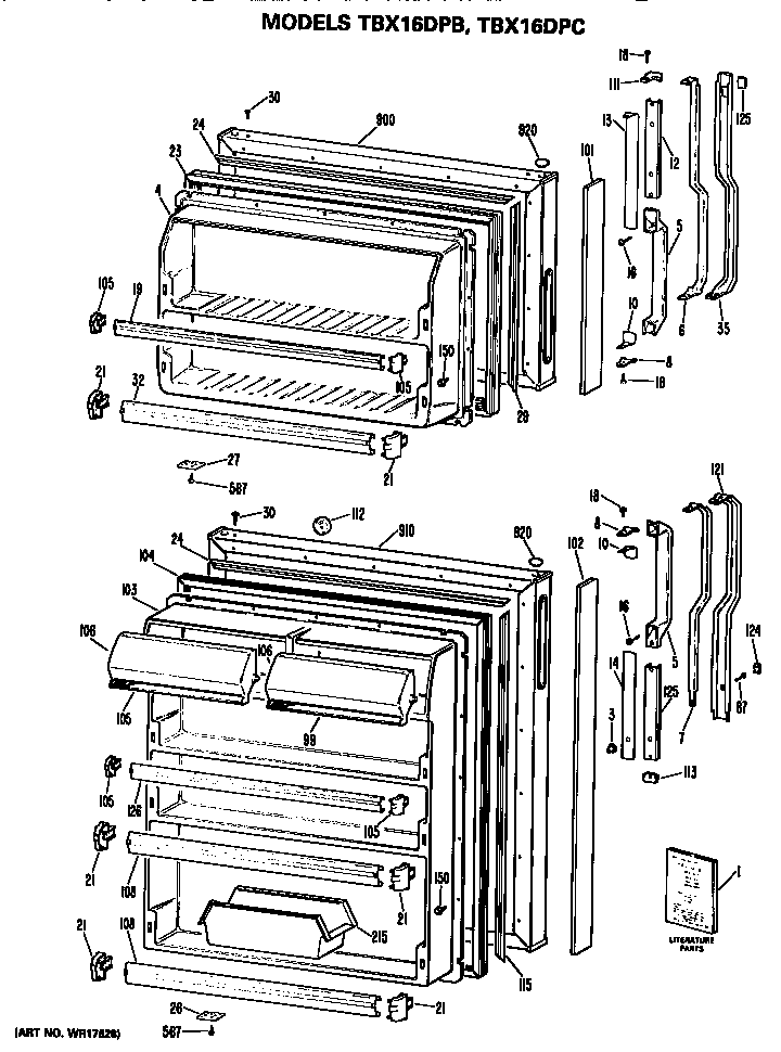 GE TBX16DPCRHA doors diagram