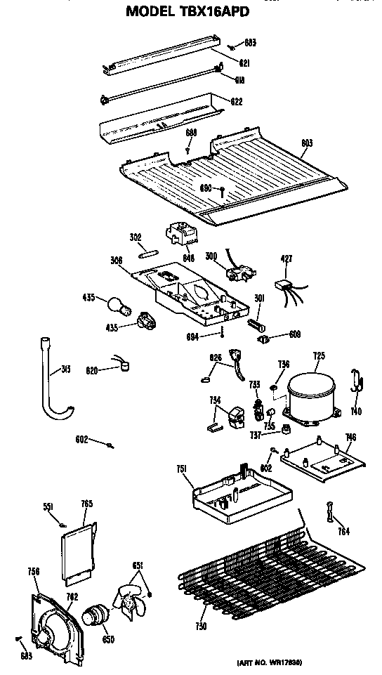 GE TBX16APDRWH unit diagram