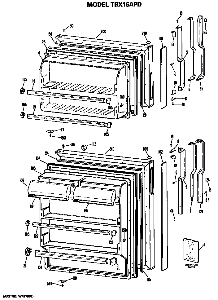 GE TBX16APDRWH doors diagram