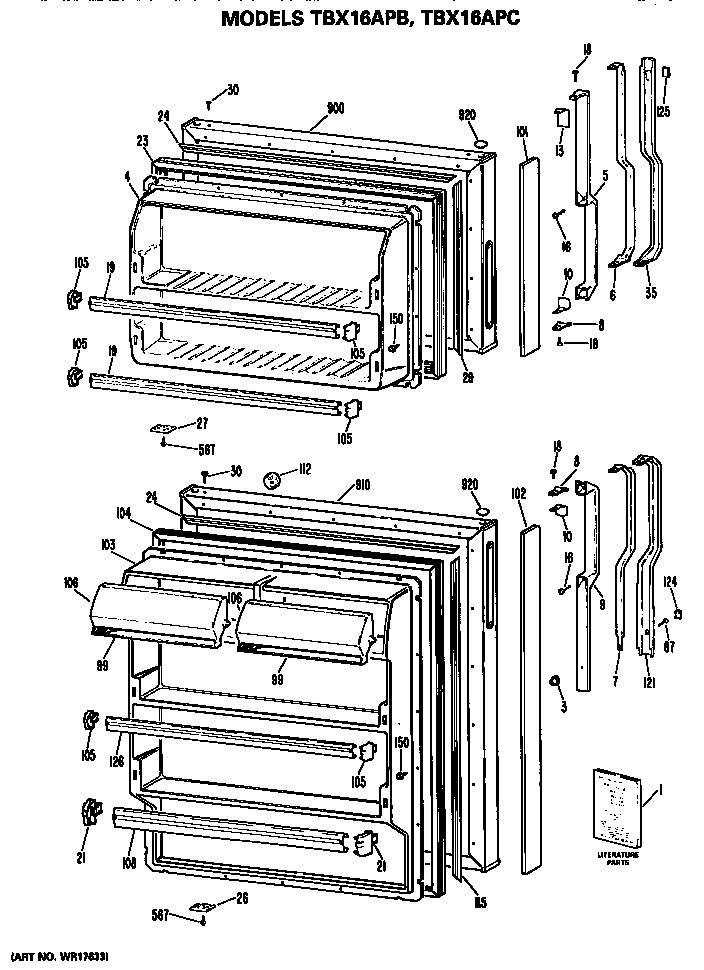GE TBX16APCRAD doors diagram