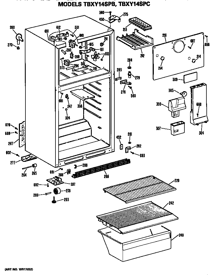 GE TBXY14SPBLAD cabinet diagram