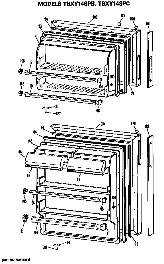 GE TBXY14SPBLAD doors diagram