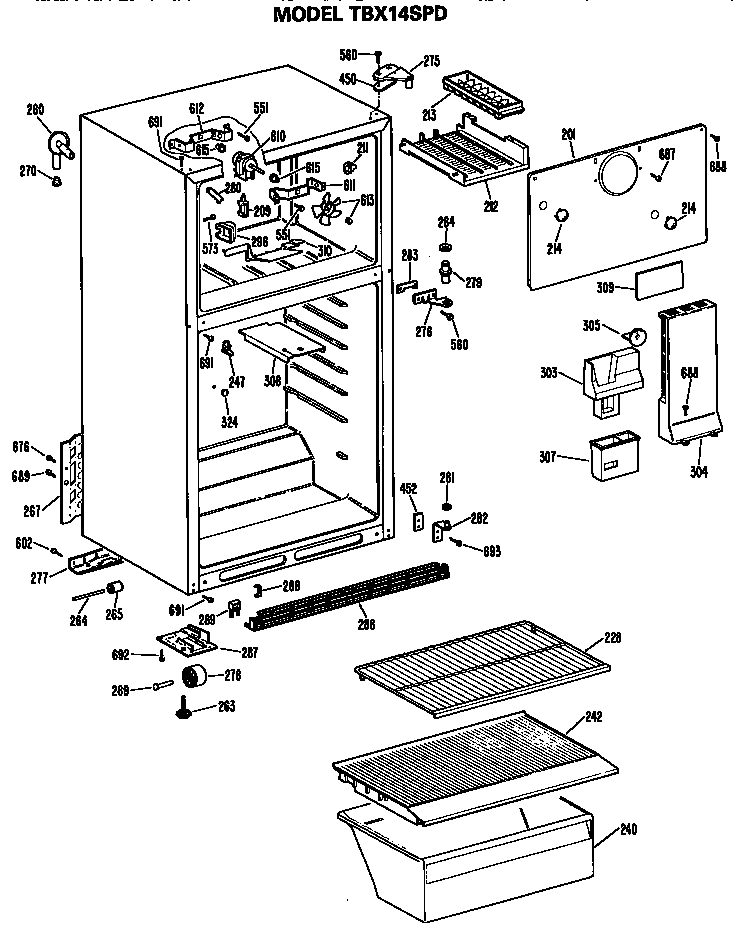 GE TBX14SPDRHA cabinet diagram