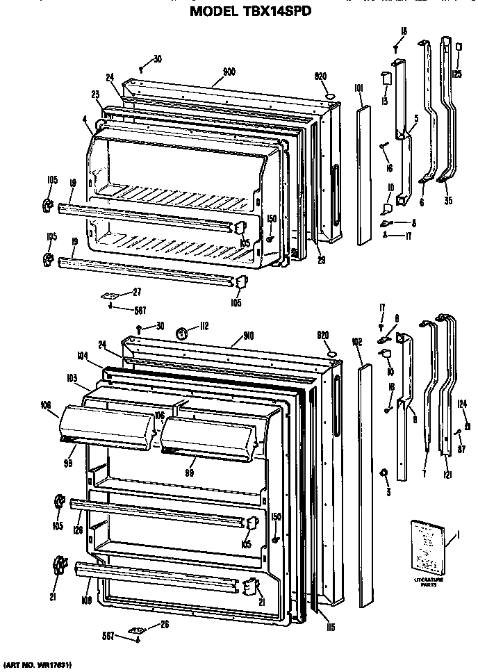 GE TBX14SPDRHA doors diagram