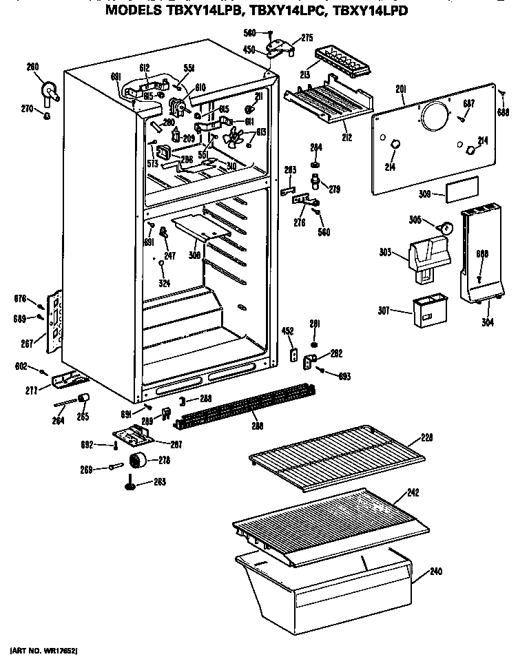GE TBXY14LPCRWH cabinet diagram
