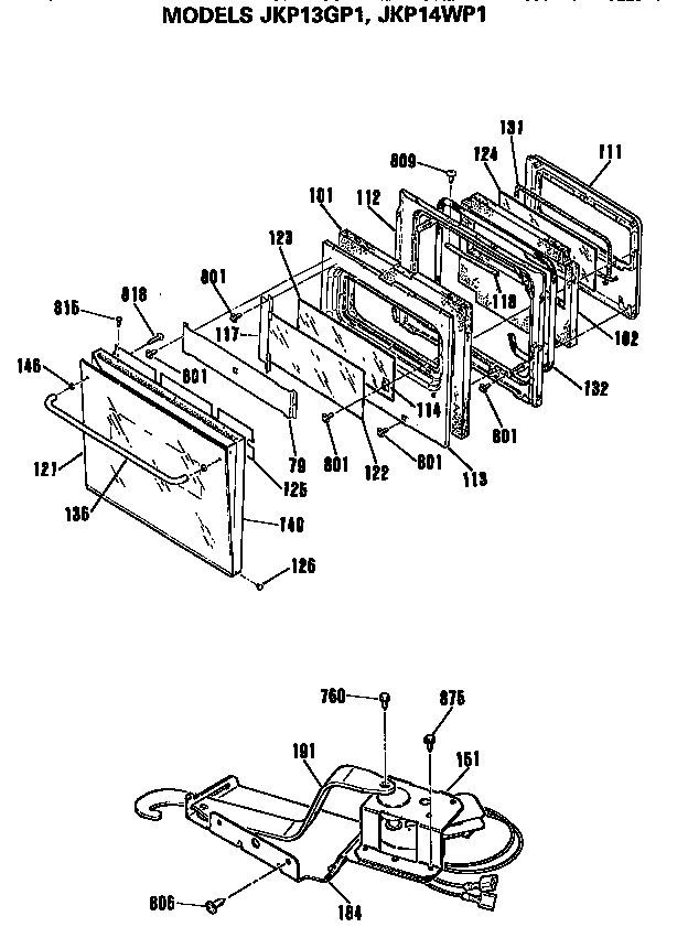 GE JKP14WP1 door diagram