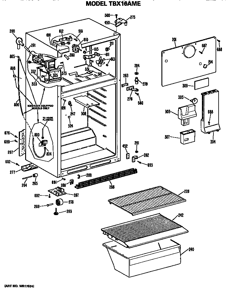 GE TBX16AMERAD cabinet diagram