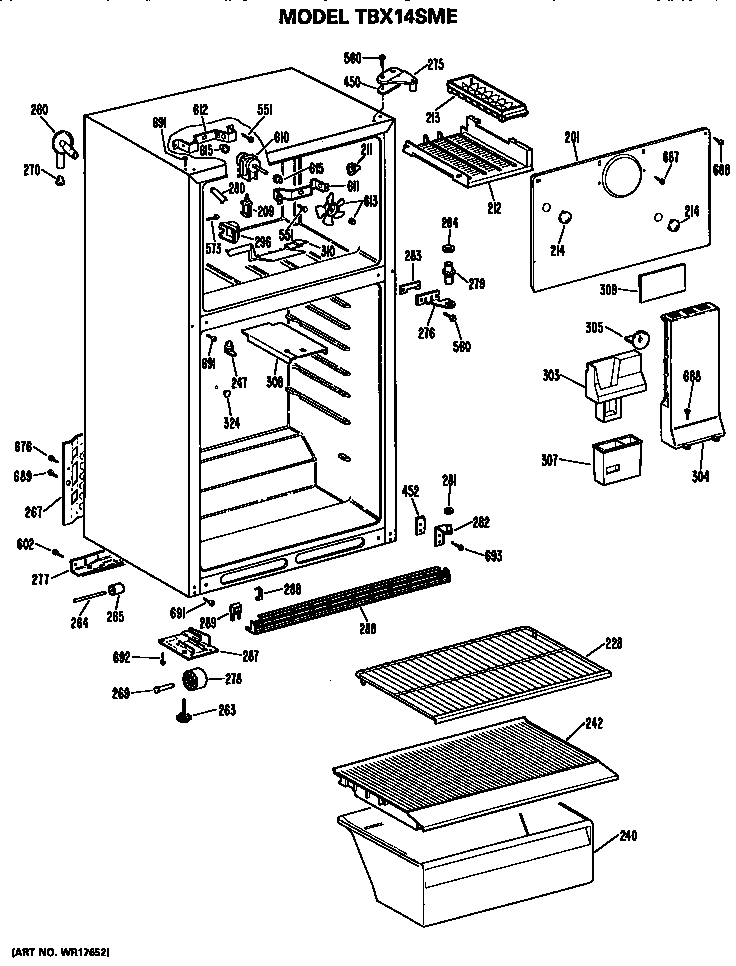 GE TBX14SMERWH cabinet diagram