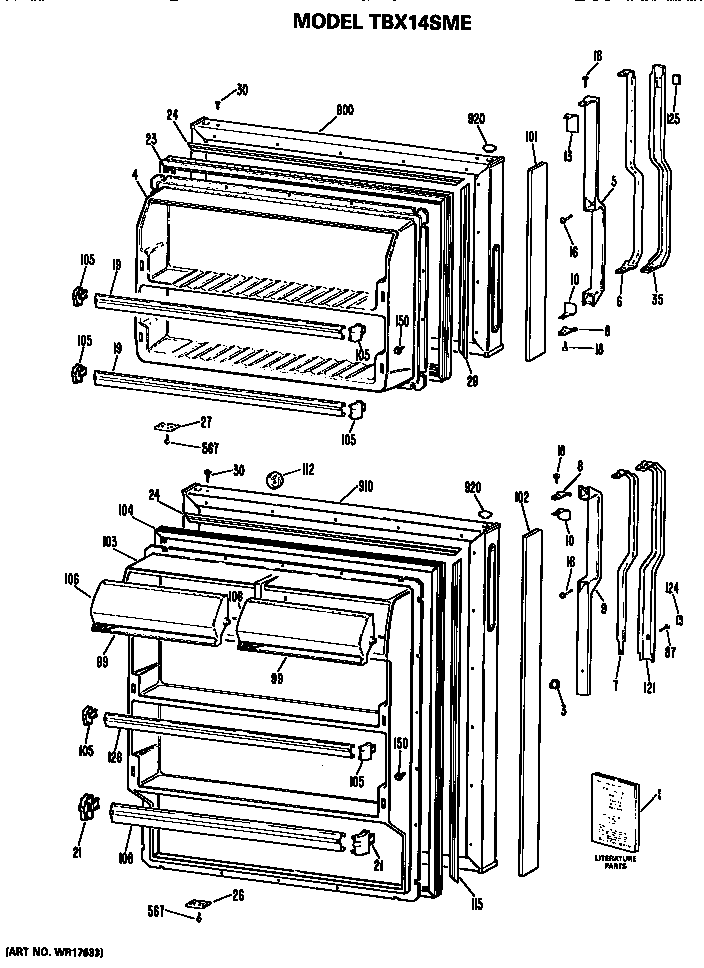 GE TBX14SMERWH doors diagram