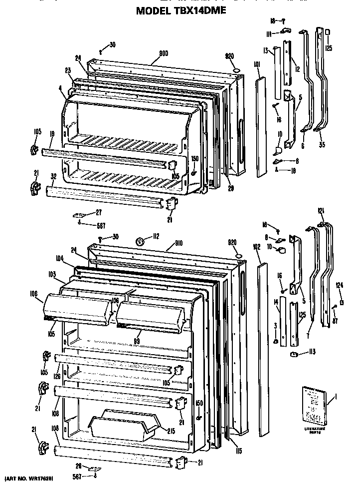 GE TBX14DMERAD doors diagram