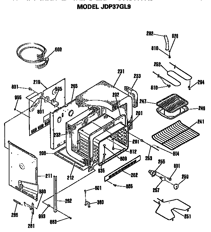 GE JDP37GL9 main body diagram
