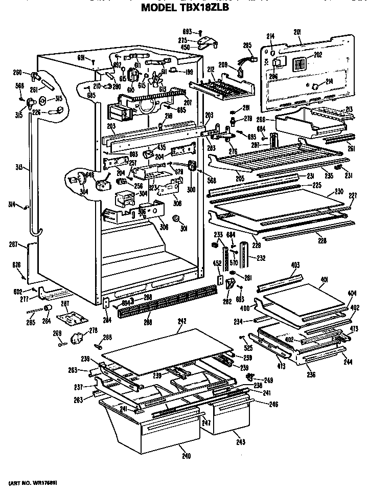 GE TBX18ZLBRHA cabinet diagram