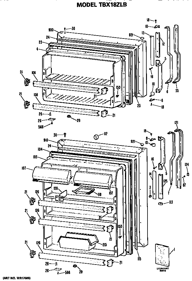 GE TBX18ZLBRHA doors diagram
