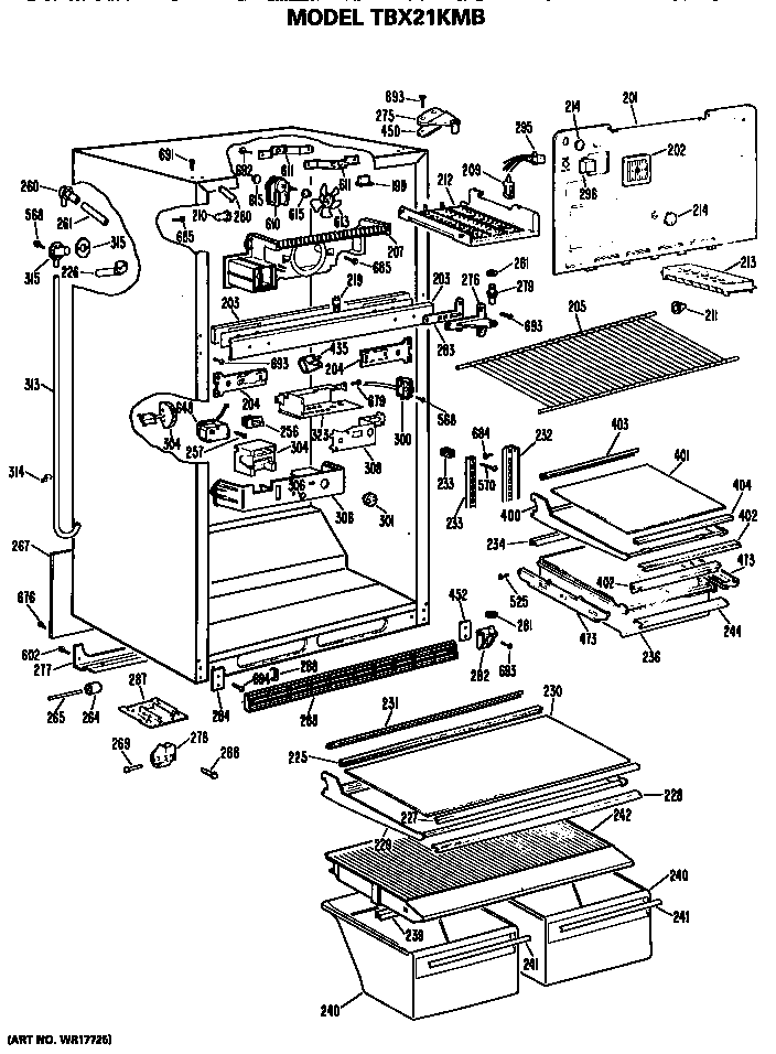 GE TBX21KMBRAD cabinet diagram