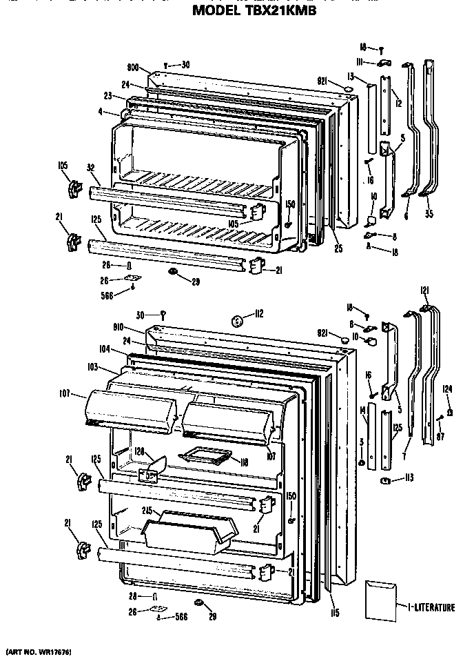 GE TBX21KMBRAD doors diagram