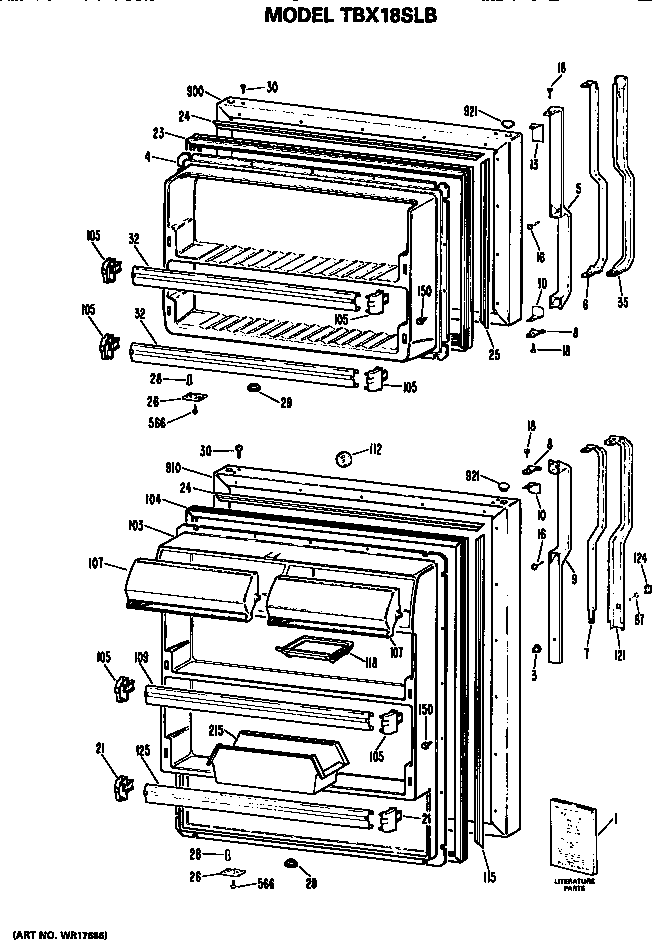 GE TBX18SLBRHA doors diagram
