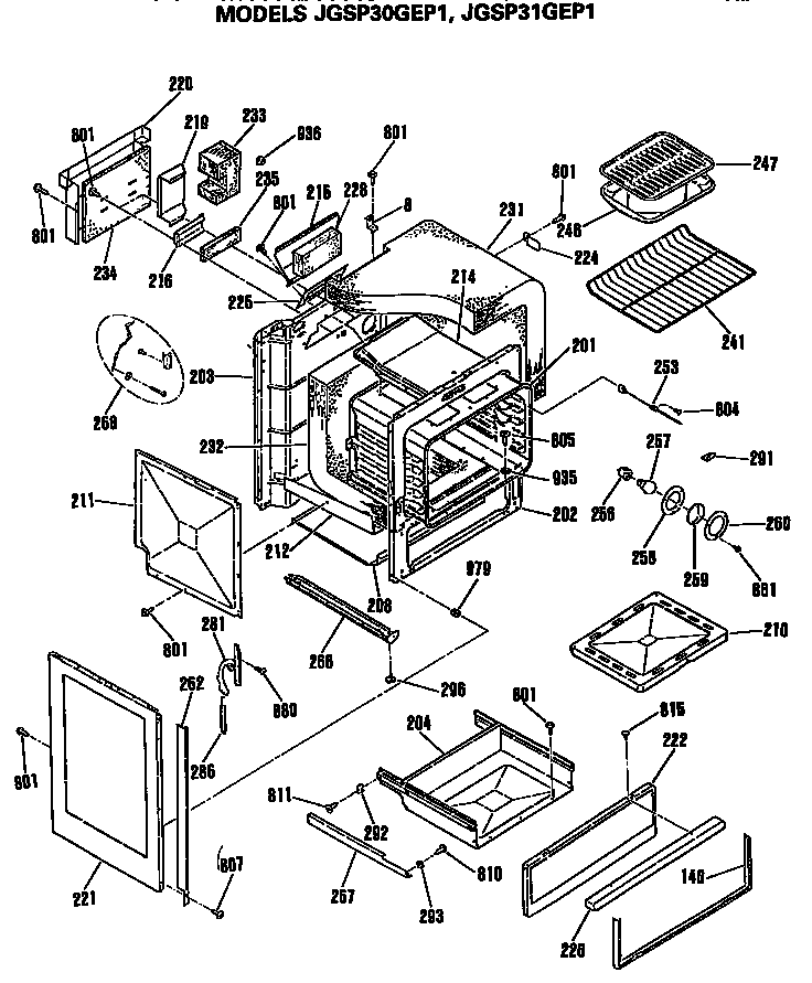 GE JGSP31GEP1 main body diagram