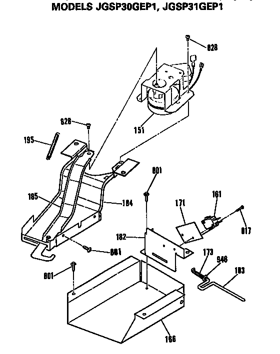 GE JGSP31GEP1 lock box/motor assembly diagram