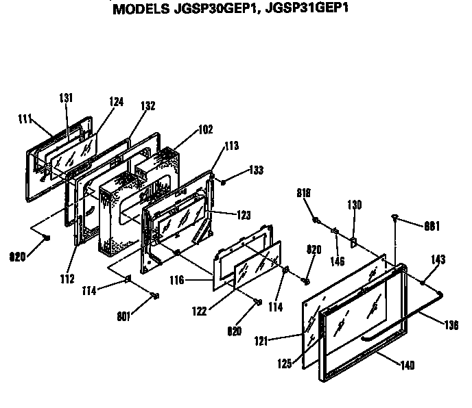 GE JGSP31GEP1 door assembly diagram