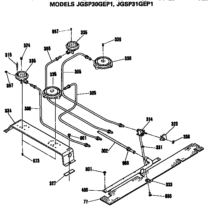 GE JGSP31GEP1 burner assembly diagram