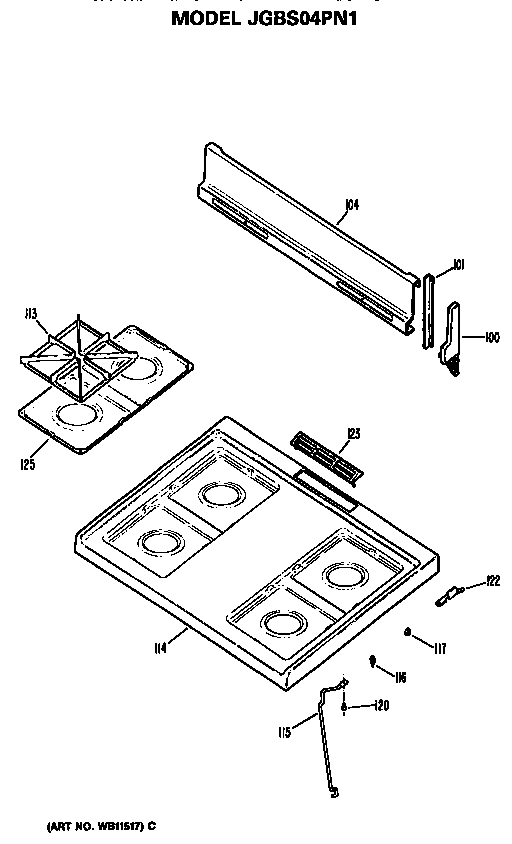 GE JGBS04PN1 cooktop diagram