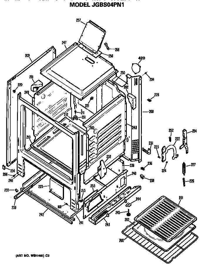 GE JGBS04PN1 main body diagram