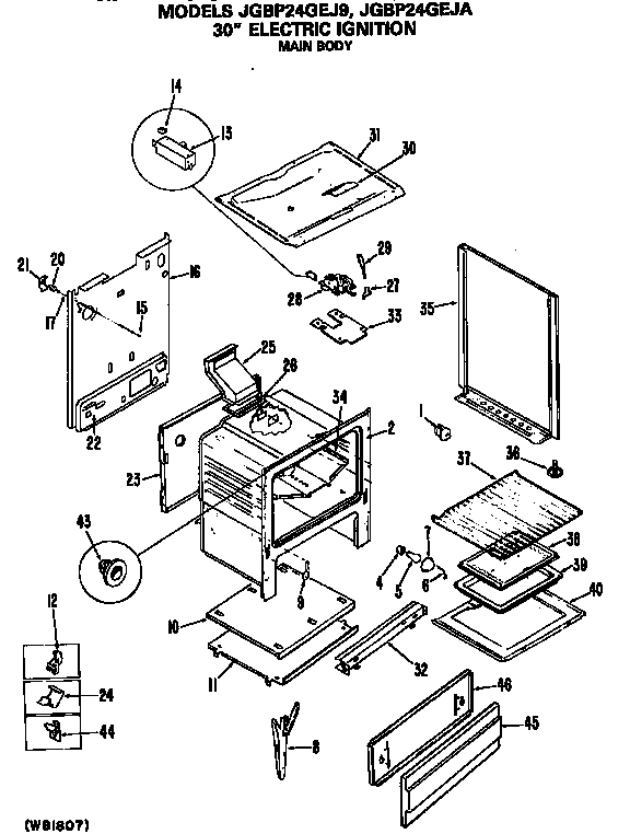 GE JGBP24GEJA main body diagram