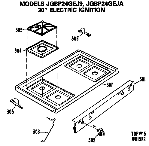 GE JGBP24GEJA cooktop diagram