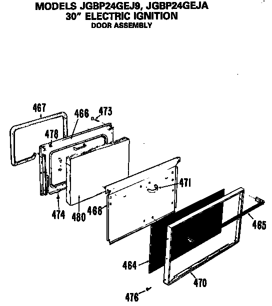 GE JGBP24GEJA door assembly diagram