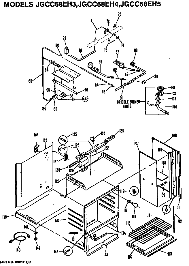 GE JGCC58EH5 oven cabinet diagram