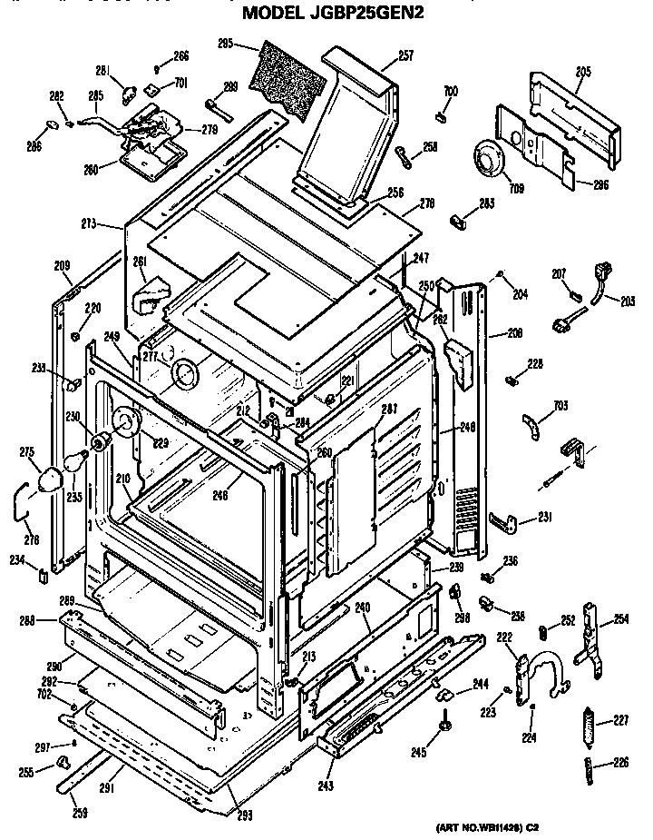 GE JGBP25GEN2 oven cabinet diagram