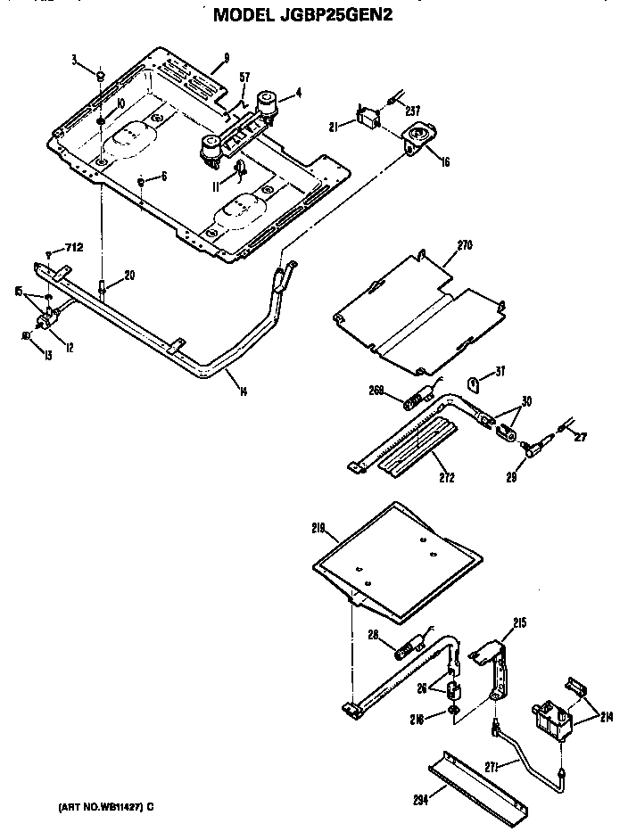 GE JGBP25GEN2 burner box diagram