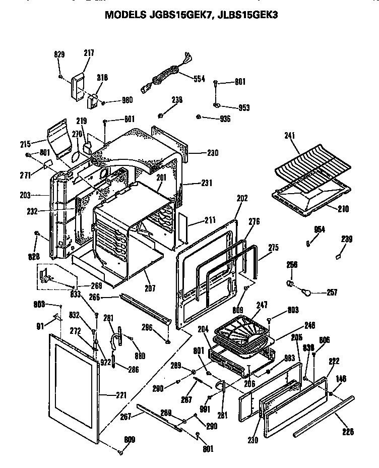 GE JLBS15GEK3 oven cabinet diagram