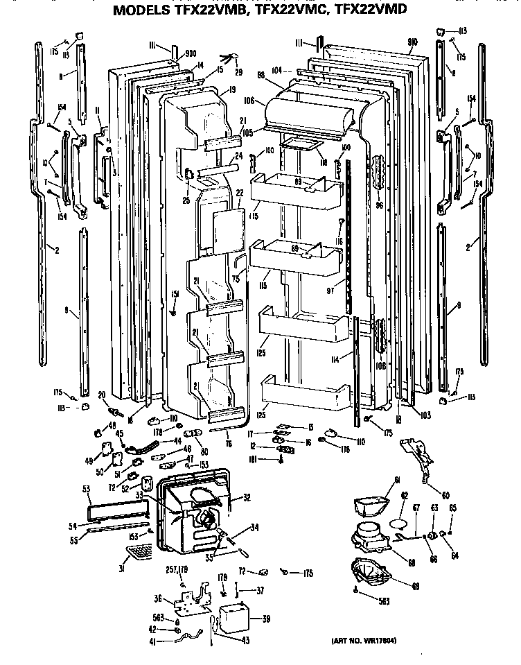 GE TFX22VMC doors diagram