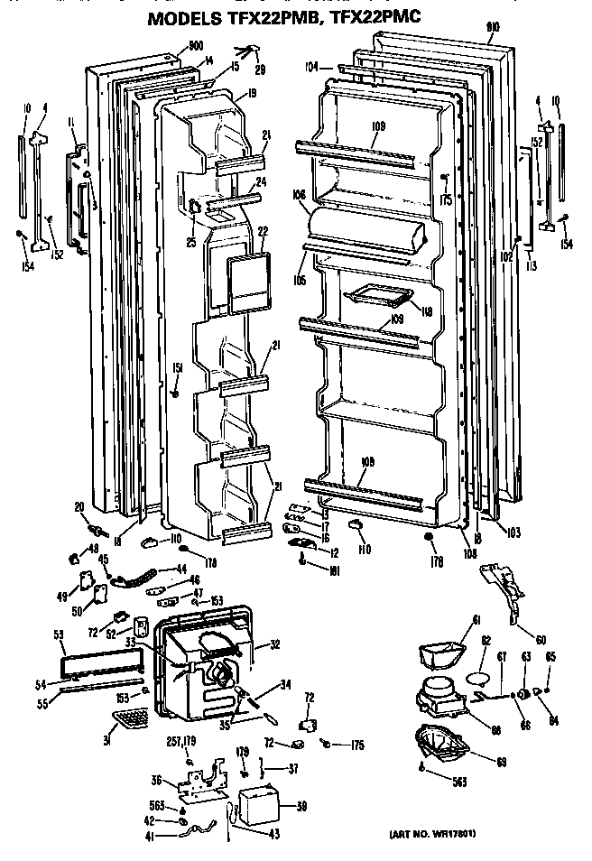 GE TFX22PMB doors diagram