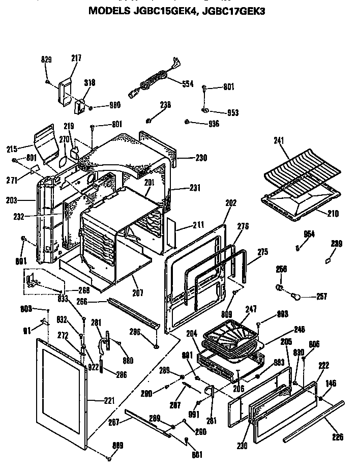 GE JGBC15GEK4 oven cabinet diagram