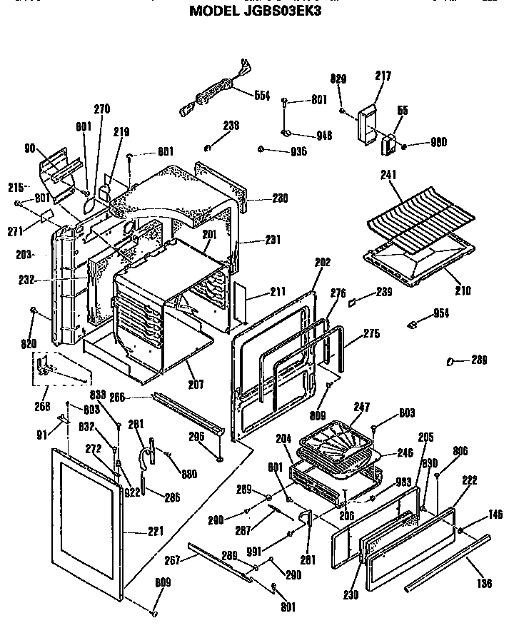 GE JGBS03EK3 oven cabinet diagram