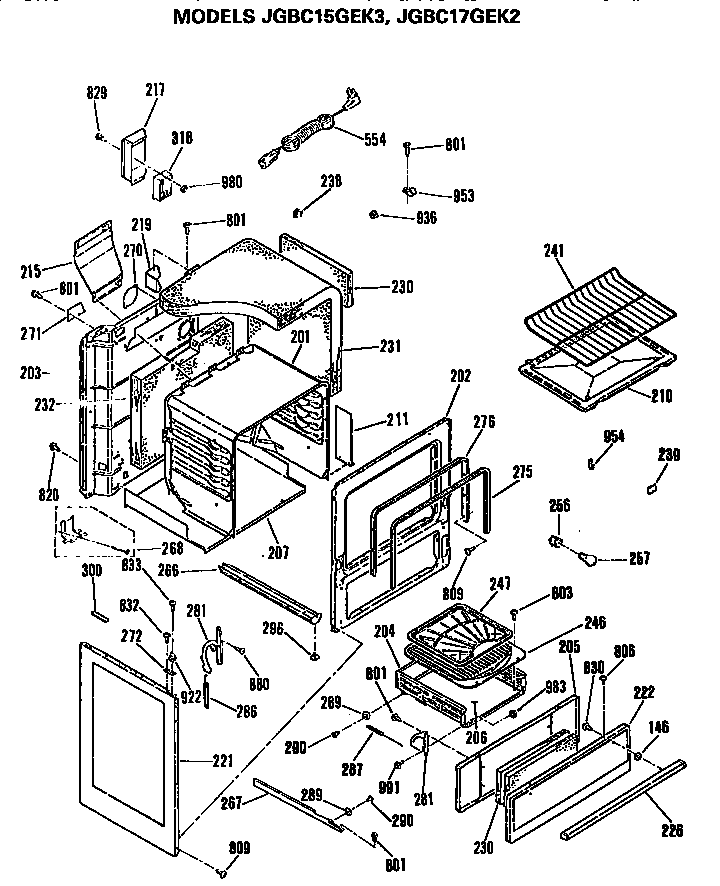 GE JGBC15GEK3 oven cabinet diagram