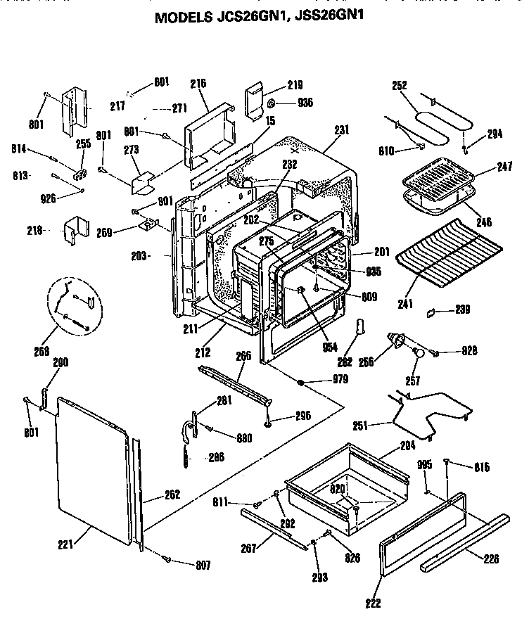 GE JSS26GN1 main body diagram