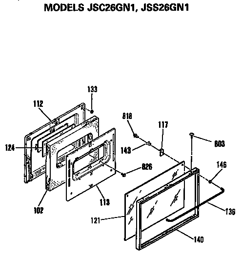 GE JSS26GN1 door diagram