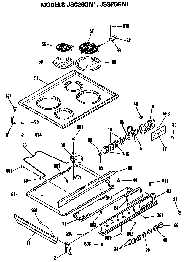 GE JSS26GN1 cooktop diagram
