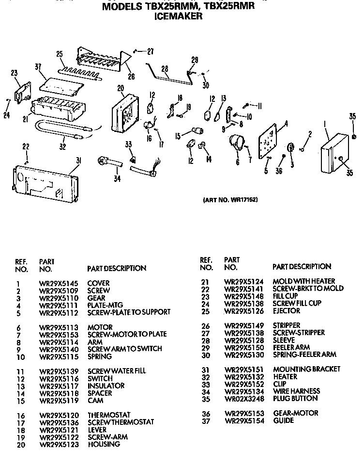 GE TBX25RMRRWH icemaker diagram