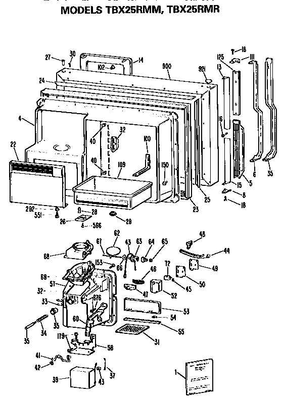 GE TBX25RMRRWH freezer door diagram