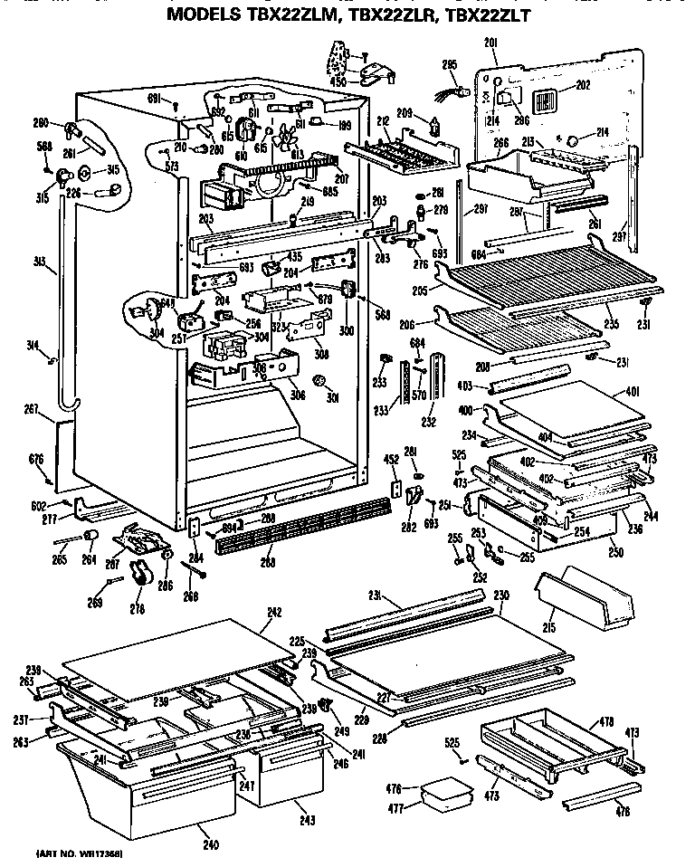 GE TBX22ZLRRWH cabinet diagram