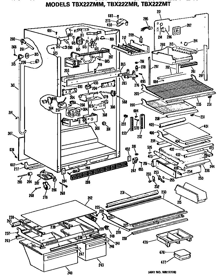 GE TBX22ZMRRWH cabinet diagram