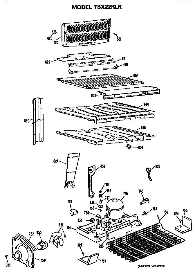 GE TBX22RLRRWH unit diagram