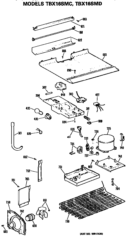GE TBX16SMDRWH unit diagram