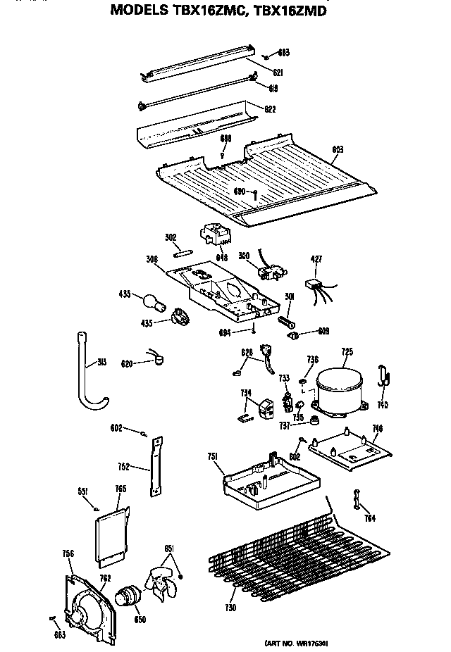 GE TBX16ZMDRWH unit diagram