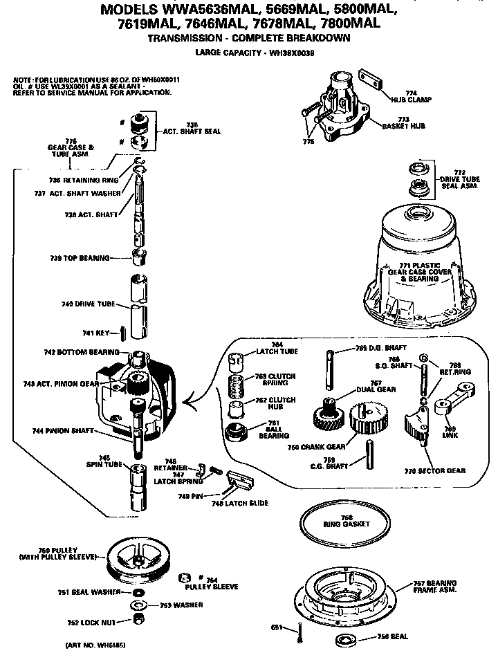 GE WWA7646MAL transmission diagram
